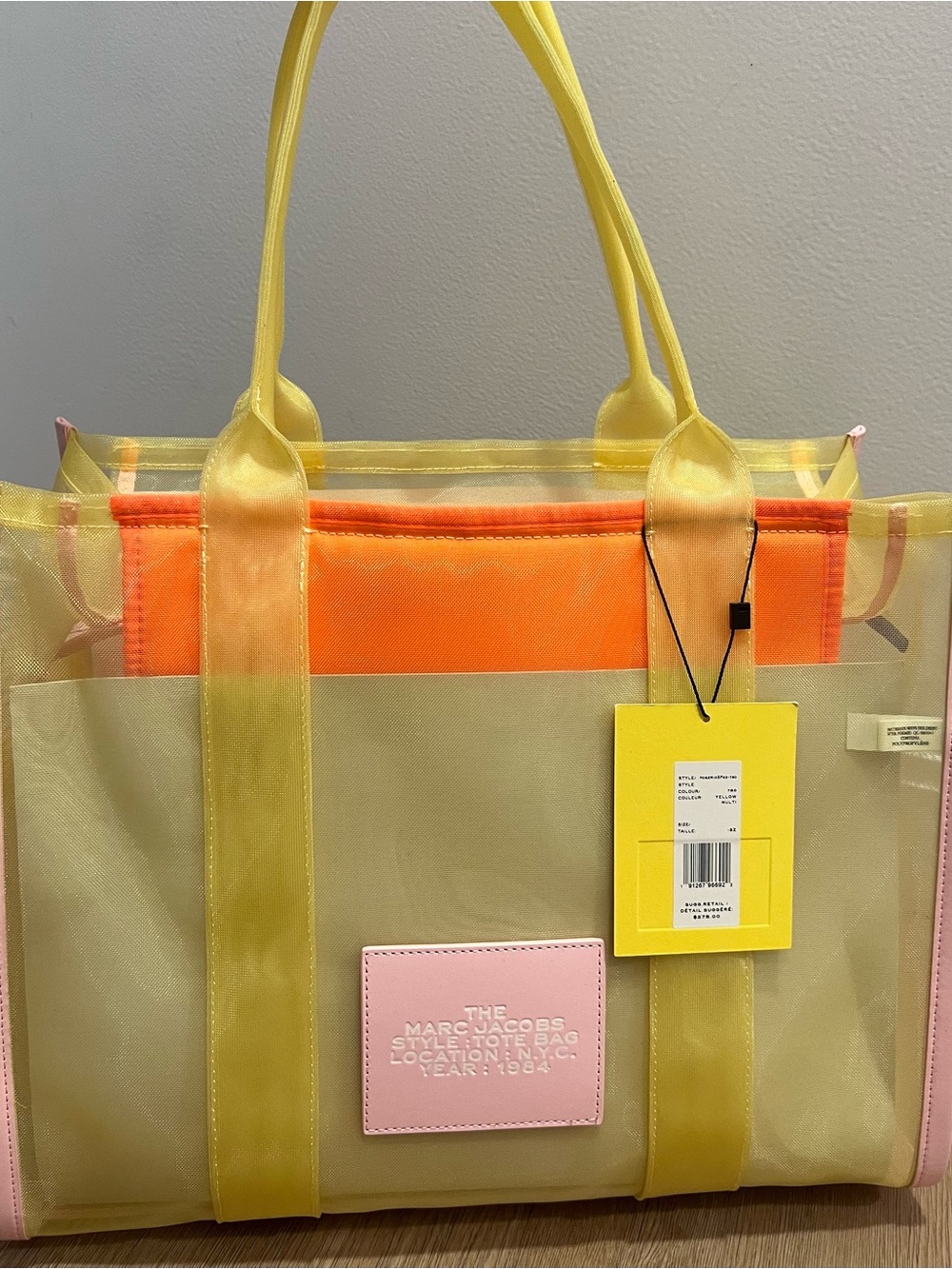 Marc Jacobs Yellow Tote with Pink Trim and Logo - Picture 4 of 14